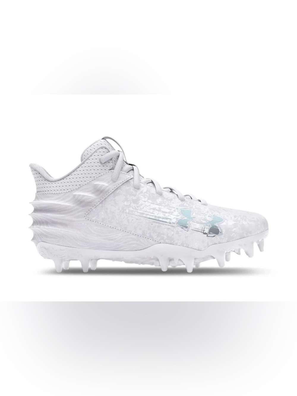 NWOB Under Armour Boys Youth Blur Smoke Suede MC Football Cleats White- Size 4.5